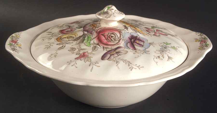 Sheraton (Floral Center) Round Covered Vegetable by Johnson Brothers-1