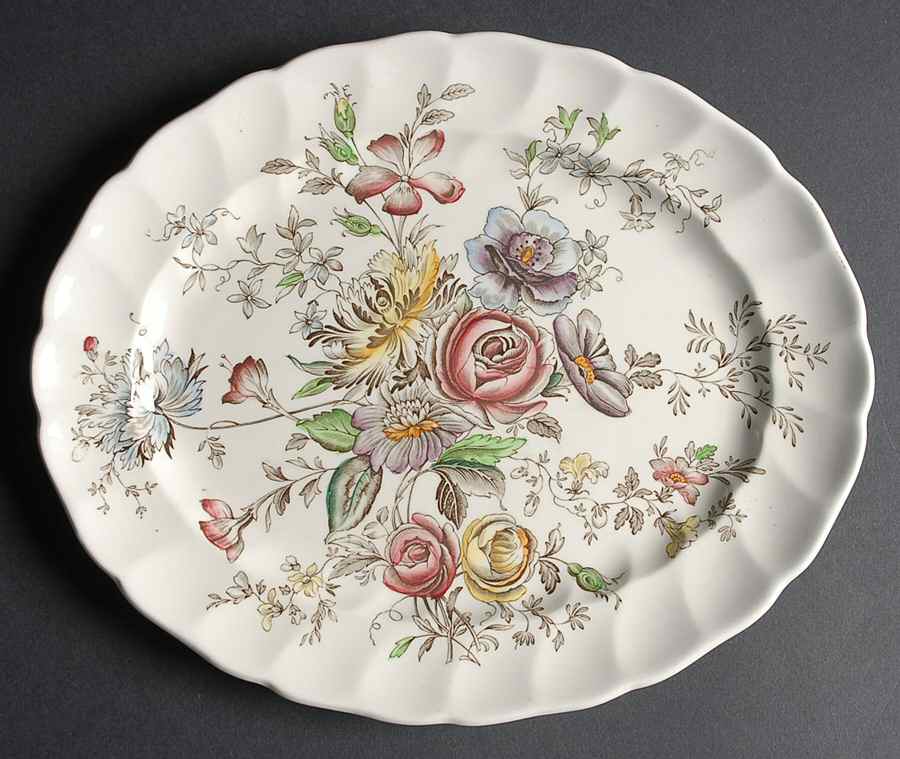 Sheraton (Floral Center) 10" Oval Serving Platter by Johnson Brothers-1