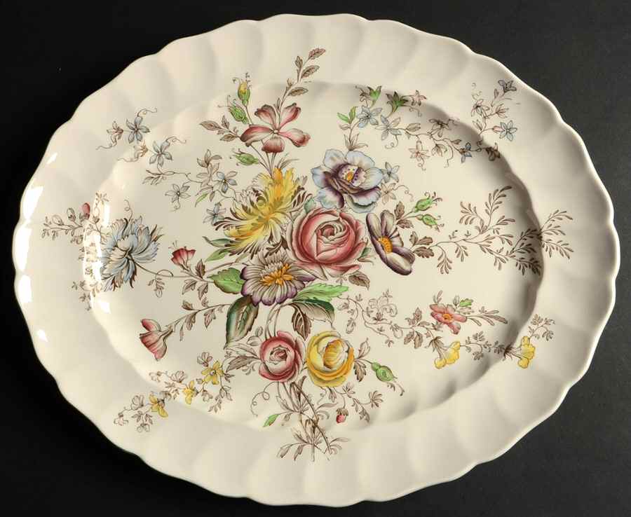 Sheraton (Floral Center) 17" Oval Serving Platter by Johnson Brothers-1