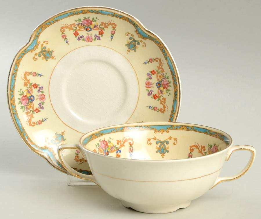 Sicily Flat Cream Soup Bowl & Saucer Set by Johnson Brothers-1