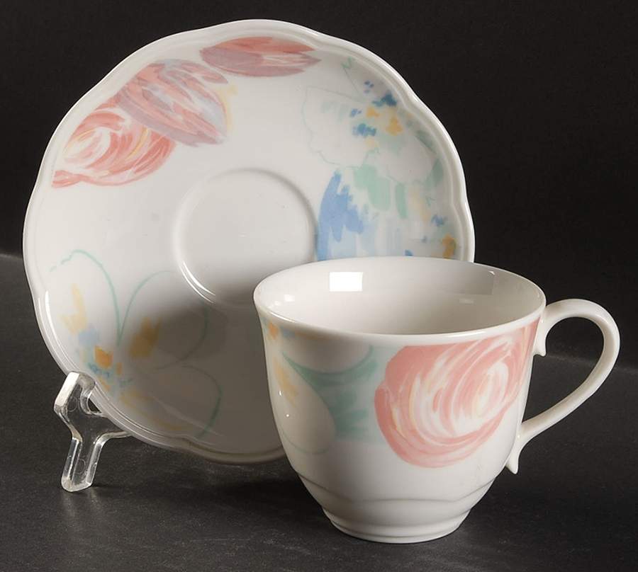 Spring Impressions Flat Cup & Saucer Set by Johnson Brothers-1
