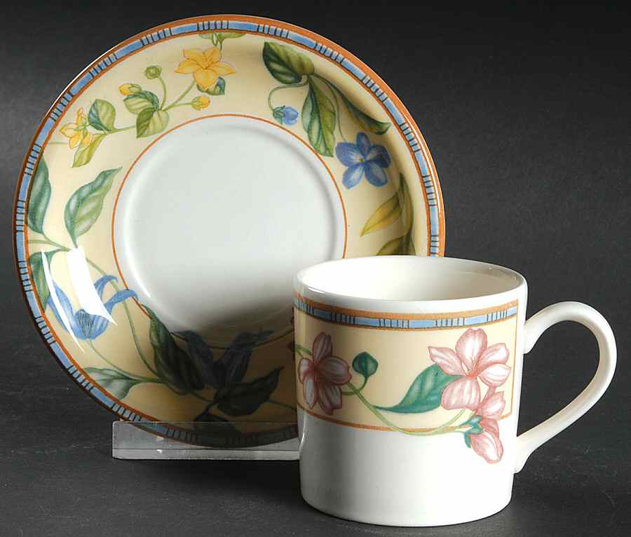 Spring Medley Flat Demitasse Cup & Saucer Set by Johnson Brothers-1