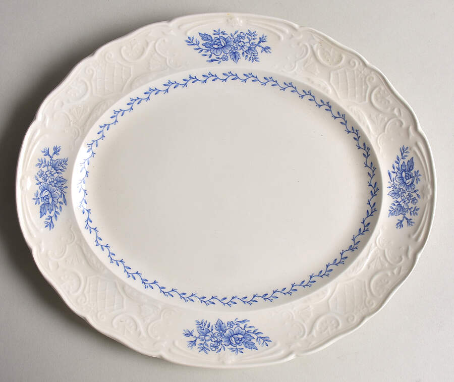 Springfield (Blue Flowers) 12" Oval Serving Platter by Johnson Brothers-1