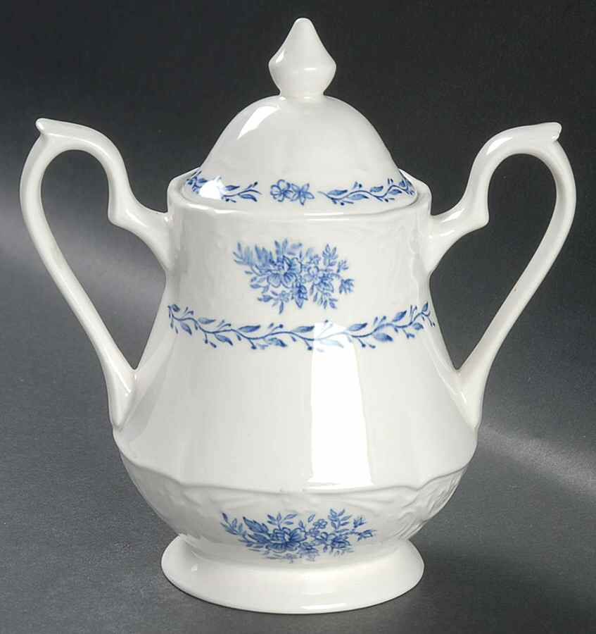 Springfield (Blue Flowers) Sugar Bowl & Lid by Johnson Brothers-1