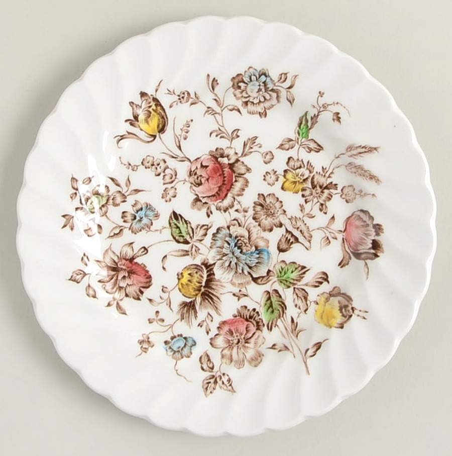 Staffordshire Bouquet Brown Multicolor Bread & Butter Plate by Johnson Brothers-1