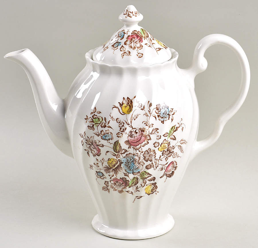 Staffordshire Bouquet Brown Multicolor Coffee Pot & Lid by Johnson Brothers-1