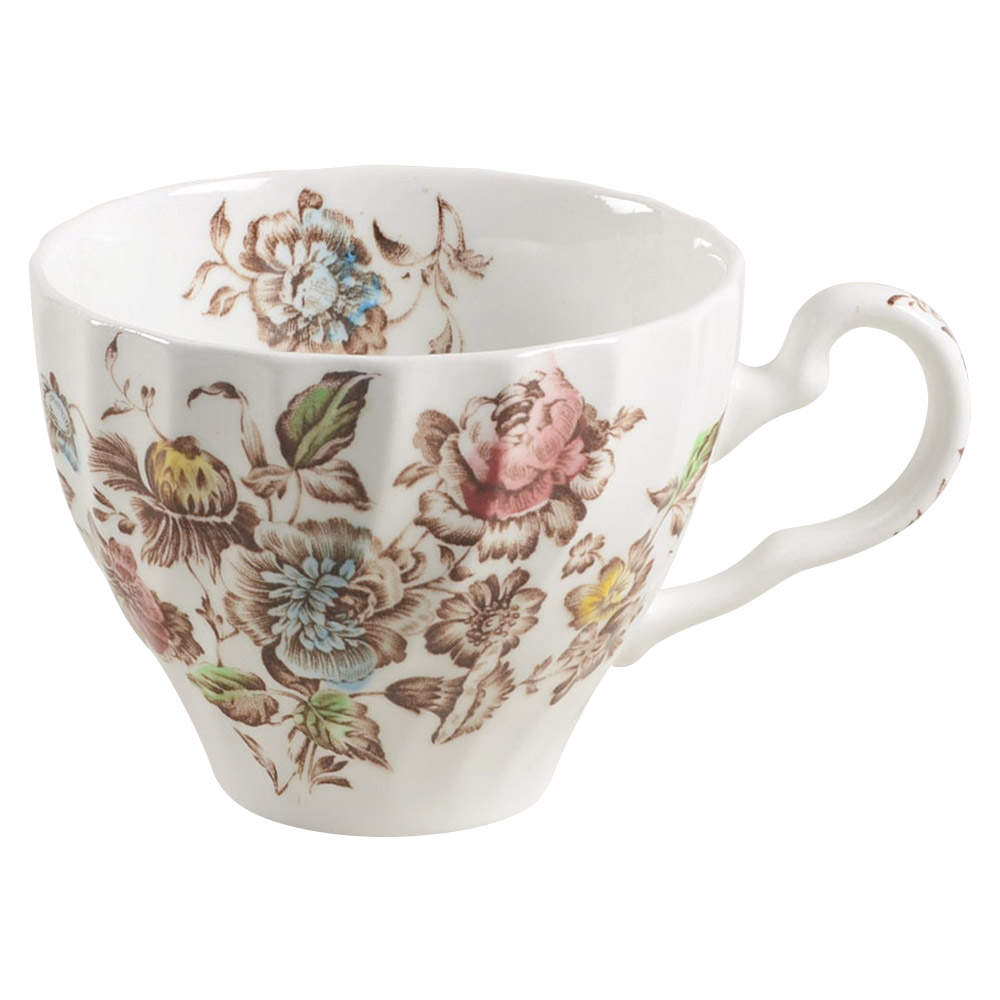 Staffordshire Bouquet Brown Multicolor Flat Cup by Johnson Brothers-1