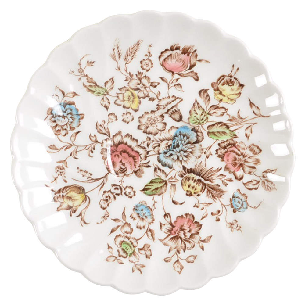 Staffordshire Bouquet Brown Multicolor Saucer for Flat Cup by Johnson Brothers-1