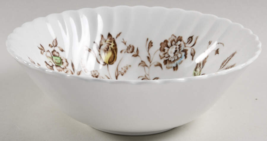 Staffordshire Bouquet Brown Multicolor 8" Round Vegetable Bowl by Johnson Brothers-1