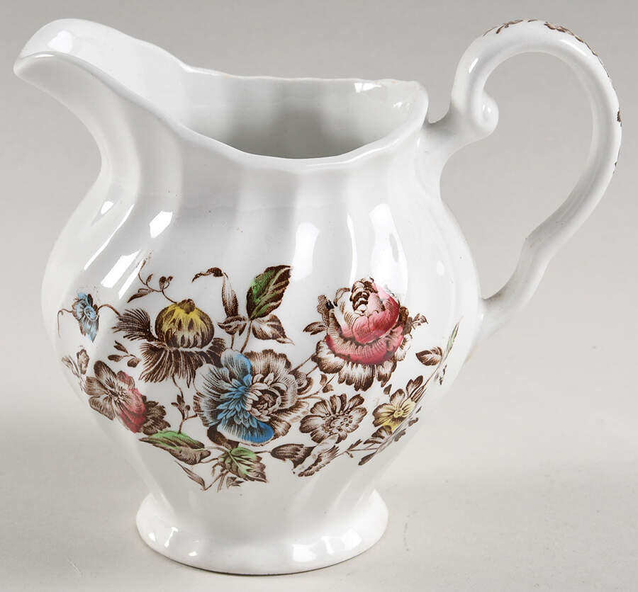 Staffordshire Bouquet Brown Multicolor Creamer by Johnson Brothers-1