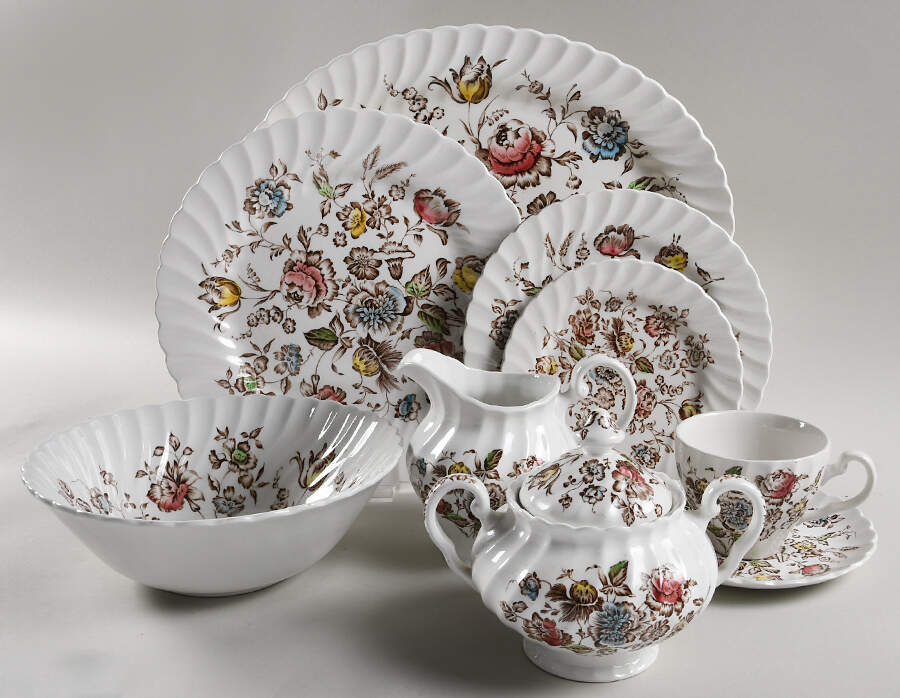 Staffordshire Bouquet Brown Multicolor 45 Piece Starter Set by Johnson Brothers-1