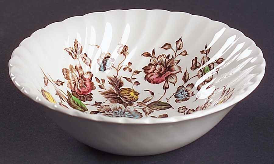 Staffordshire Bouquet Brown Multicolor Coupe Cereal Bowl by Johnson Brothers-1