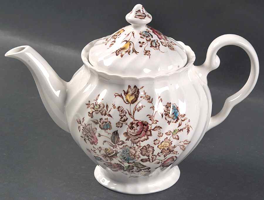 Staffordshire Bouquet Brown Multicolor Teapot & Lid by Johnson Brothers-1