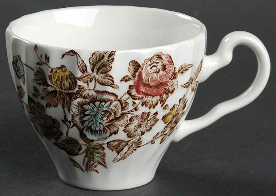 Staffordshire Bouquet Brown Multicolor Flat Cup by Johnson Brothers-1