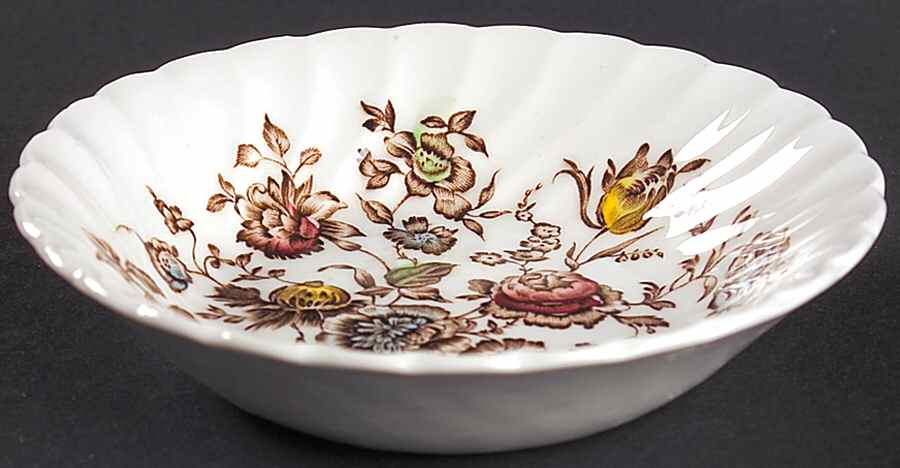 Staffordshire Bouquet Brown Multicolor Fruit/Dessert (Sauce) Bowl by Johnson Brothers-1