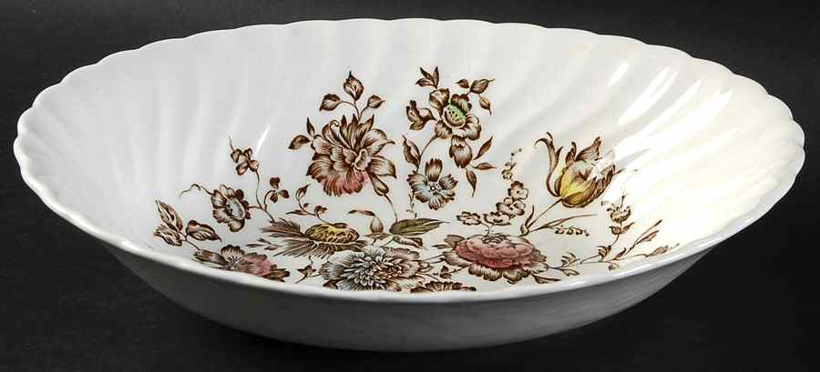 Staffordshire Bouquet Brown Multicolor 9" Oval Vegetable Bowl by Johnson Brothers-1