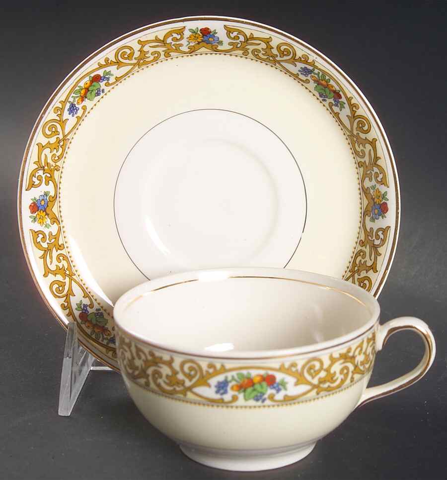 St. Cloud (Pareek) Flat Cup & Saucer Set by Johnson Brothers-1