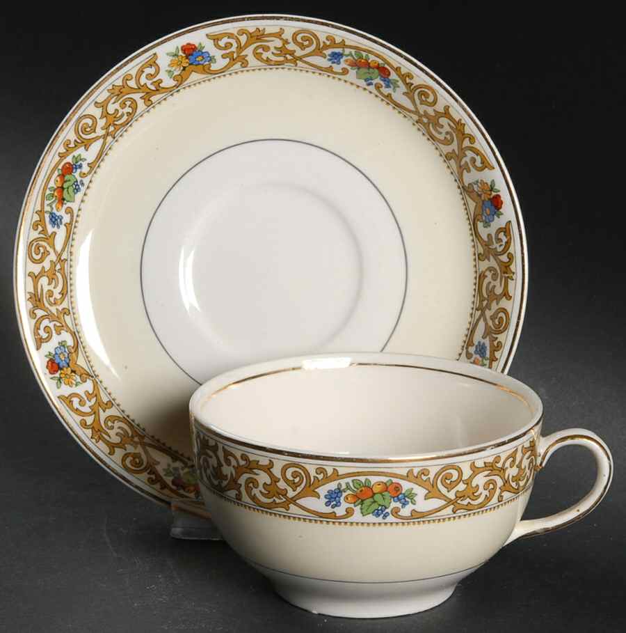 St. Cloud (Pareek) Flat Cup & Saucer Set by Johnson Brothers-1