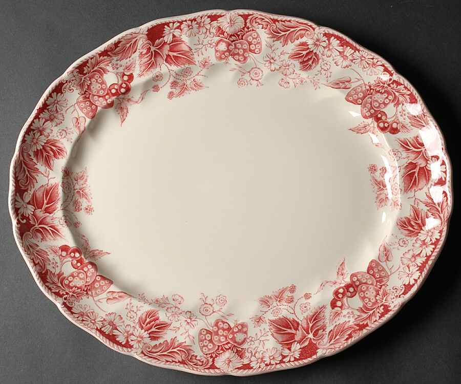 Strawberry Fair Pink 15" Oval Serving Platter by Johnson Brothers-1