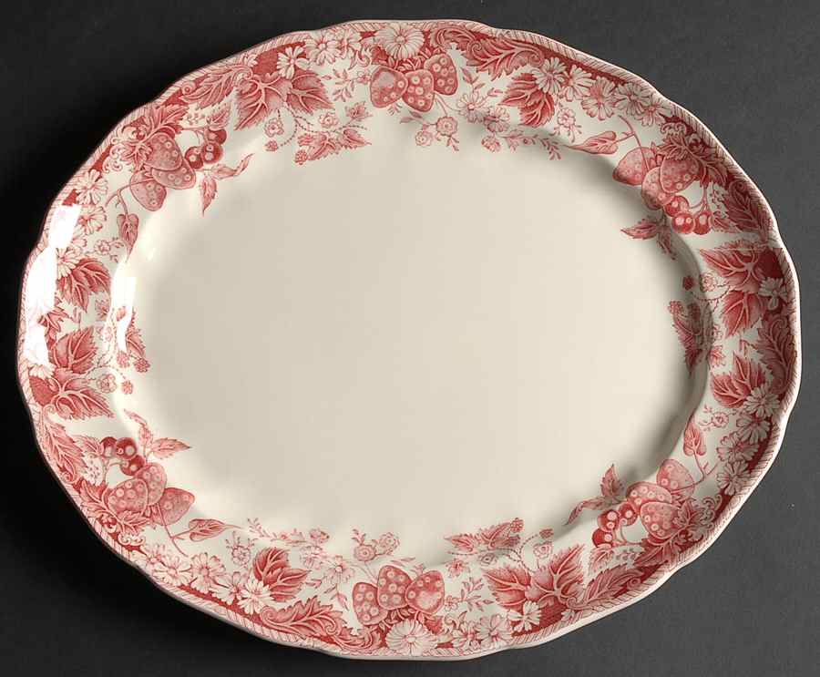 Strawberry Fair Pink 13" Oval Serving Platter by Johnson Brothers-1