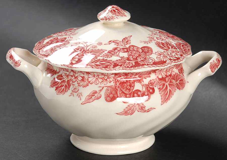 Strawberry Fair Pink Sugar Bowl & Lid by Johnson Brothers-1