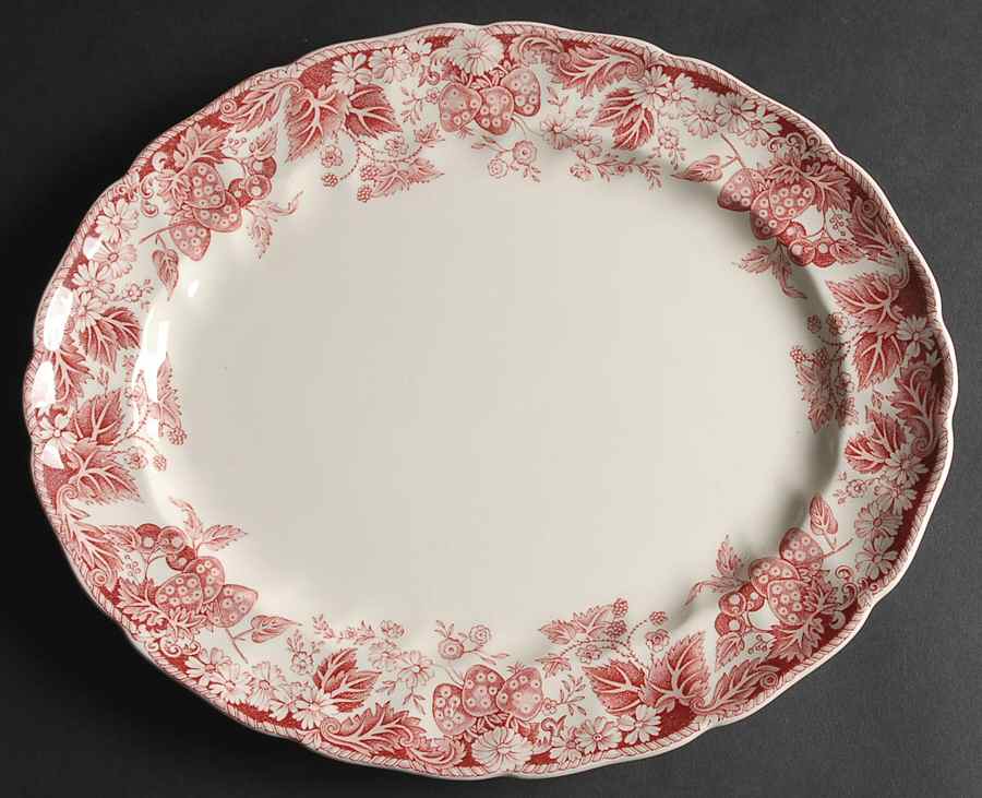 Strawberry Fair Pink 11" Oval Serving Platter by Johnson Brothers-1