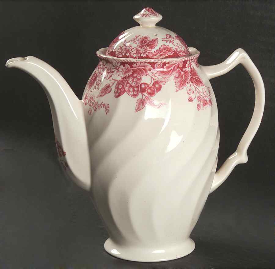 Strawberry Fair Pink Coffee Pot & Lid by Johnson Brothers-1