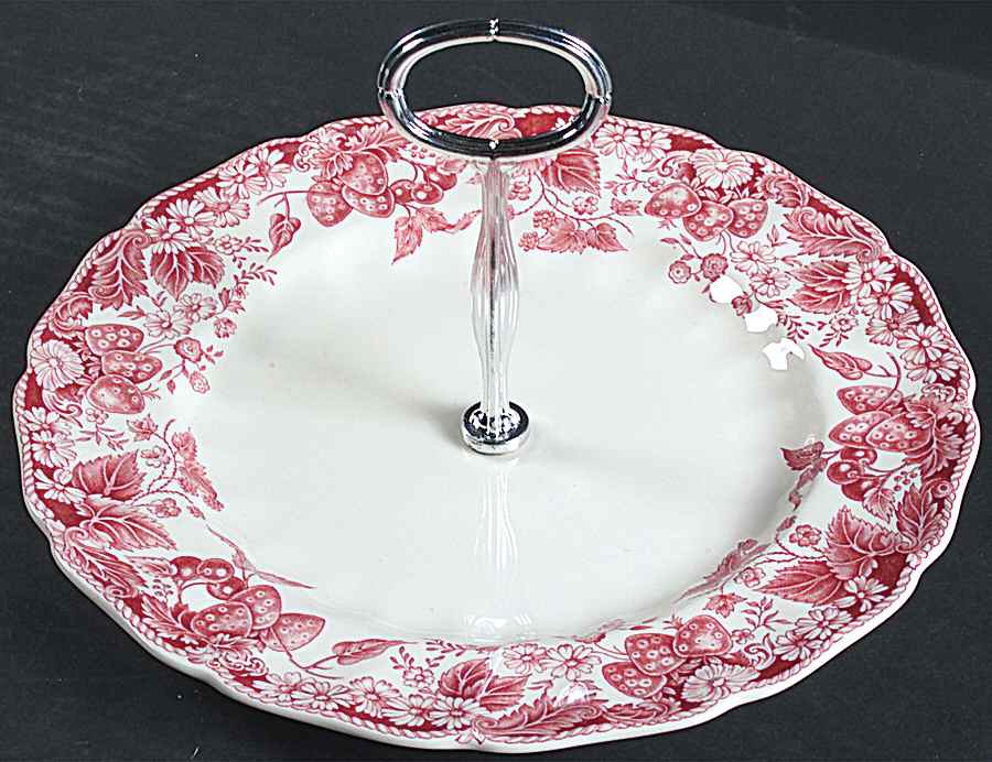 Strawberry Fair Pink Round Serving Plate with Center Handle (Dp) Hc by Johnson Brothers-1