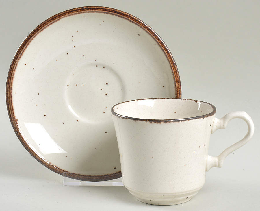 Straw Hat Flat Cup & Saucer Set by Johnson Brothers-1