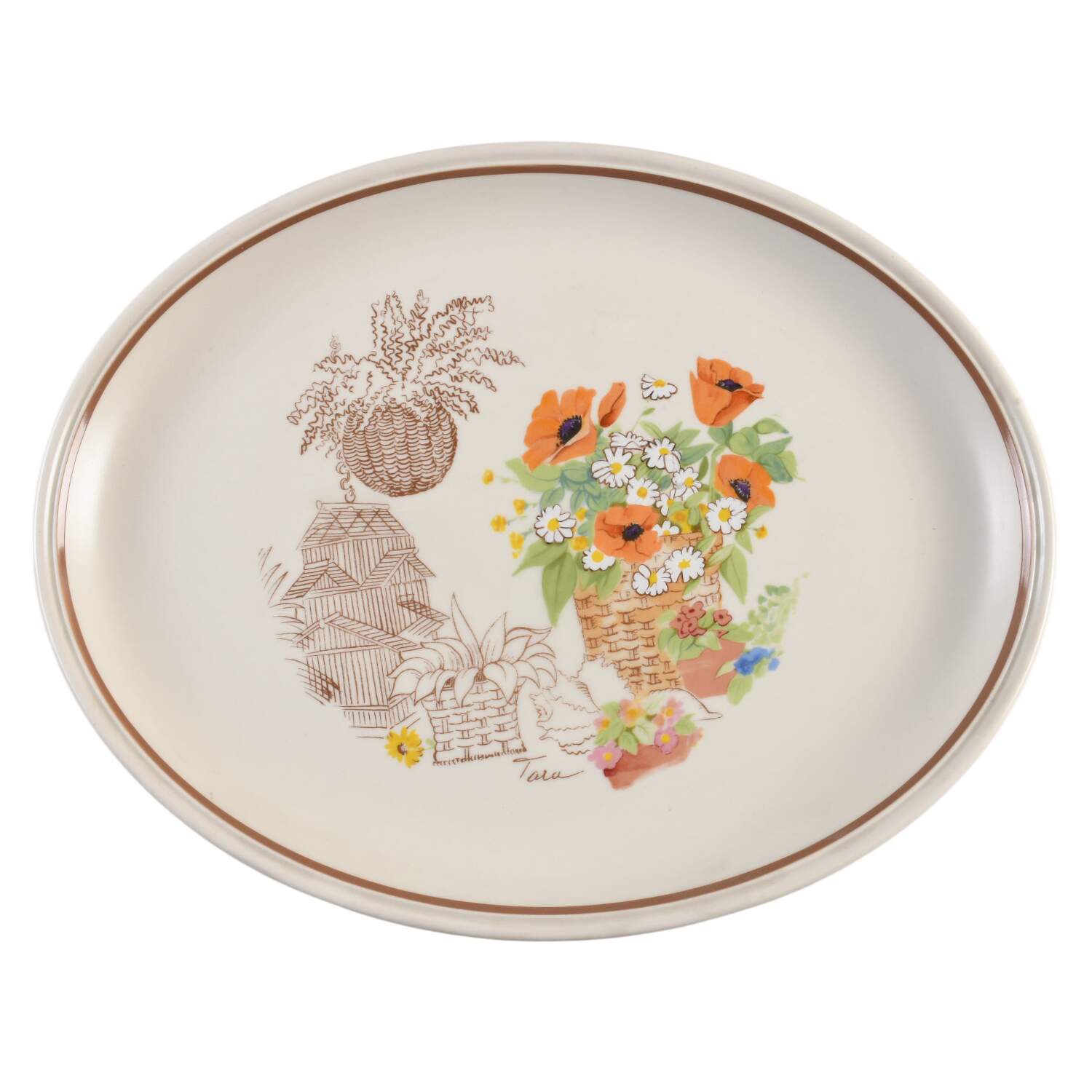Strawmarket 13" Oval Serving Platter by Johnson Brothers-1