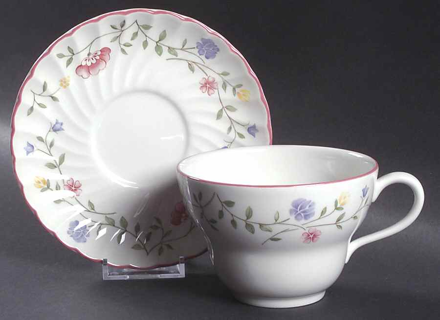 Summer Chintz (Made in England, Earthenware) Jumbo Cup & Saucer Set by Johnson Brothers-1