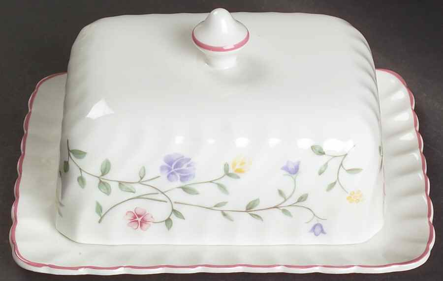 Summer Chintz (Made in England, Earthenware) Square Covered Butter by Johnson Brothers-1