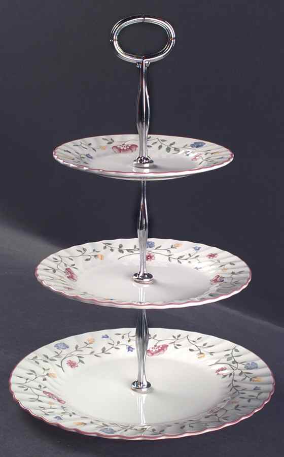 Summer Chintz (Made in England, Earthenware) 13 7/8"-14 1/4" 3-Tiered Serving Tray(DP,SP,BB) HC by Johnson Brothers-1