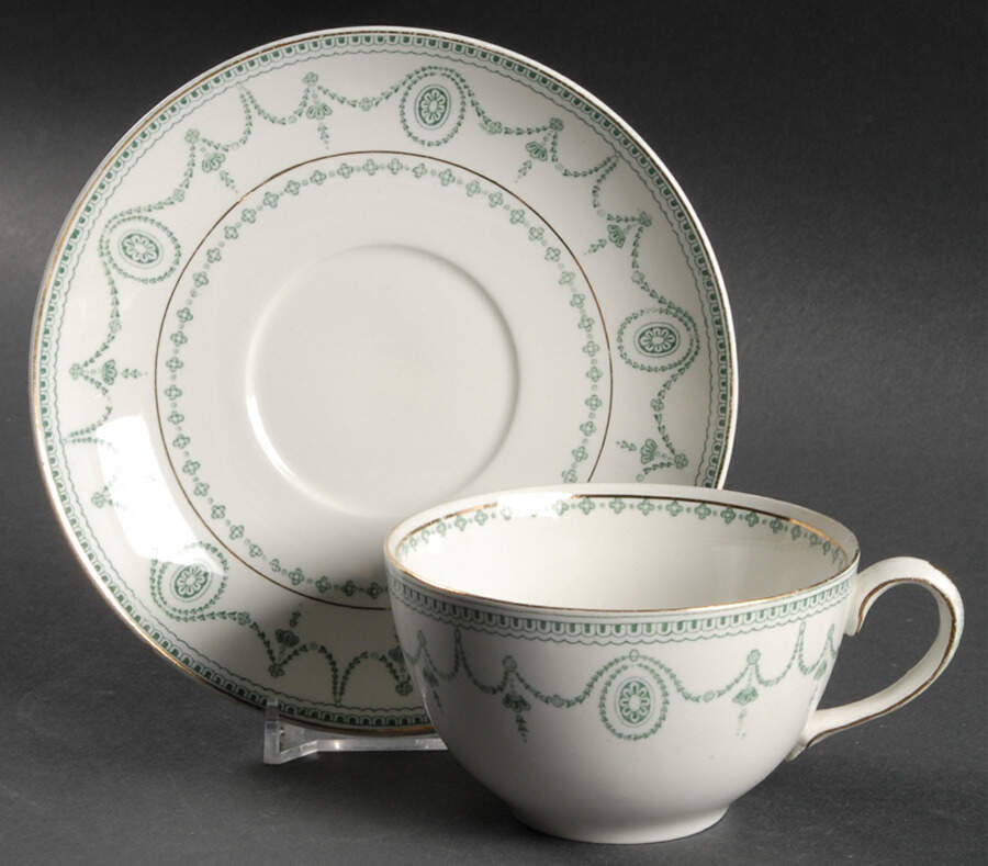 Sultana Blue Green Flat Cup & Saucer Set by Johnson Brothers-1
