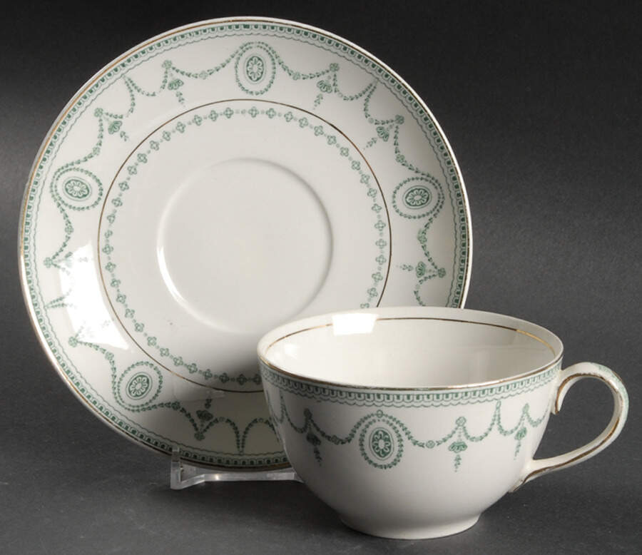 Sultana Blue Green Flat Cup & Saucer Set by Johnson Brothers-1