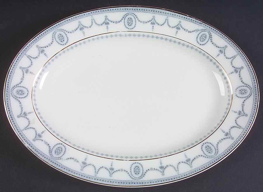 Sultana Blue Green 11" Oval Serving Platter by Johnson Brothers-1