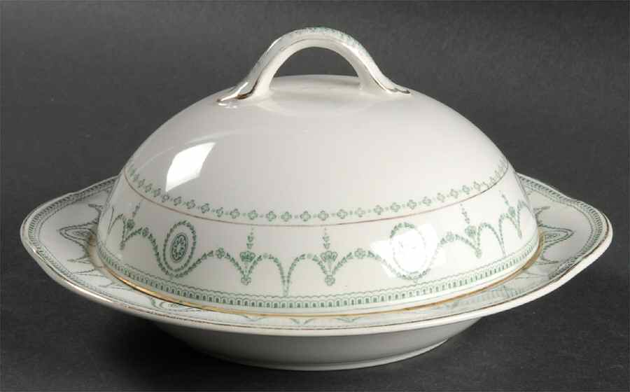 Sultana Blue Green Round Covered Butter by Johnson Brothers-1