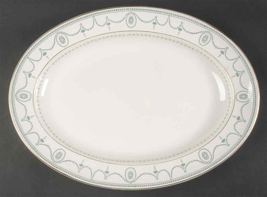 Sultana Blue Green 16" Oval Serving Platter by Johnson Brothers-1