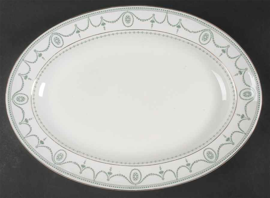 Sultana Blue Green 14" Oval Serving Platter by Johnson Brothers-1