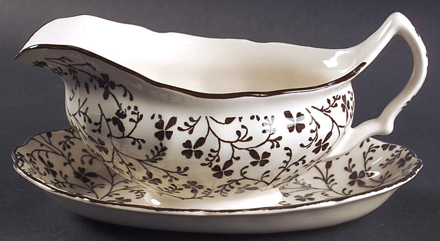 Susanna Brown Gravy Boat & Underplate/Relish by Johnson Brothers-1