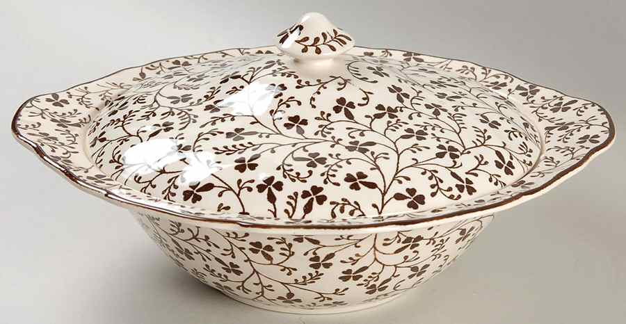 Susanna Brown Round Covered Vegetable by Johnson Brothers-1