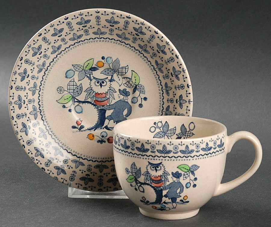 Sugar and Spice Blue Flat Cup & Saucer Set by Johnson Brothers-1