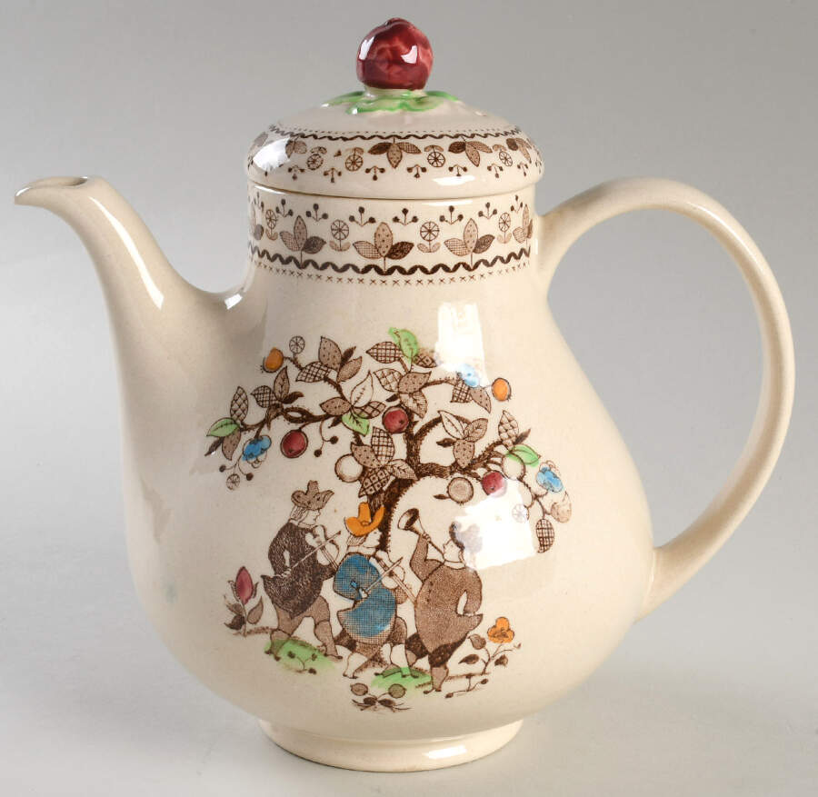 Sugar and Spice Brown Coffee Pot & Lid by Johnson Brothers-1