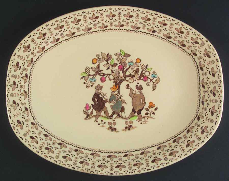 Sugar and Spice Brown 13" Oval Serving Platter by Johnson Brothers-1