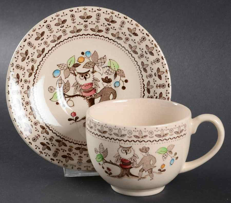 Sugar and Spice Brown Flat Cup & Saucer Set by Johnson Brothers-1