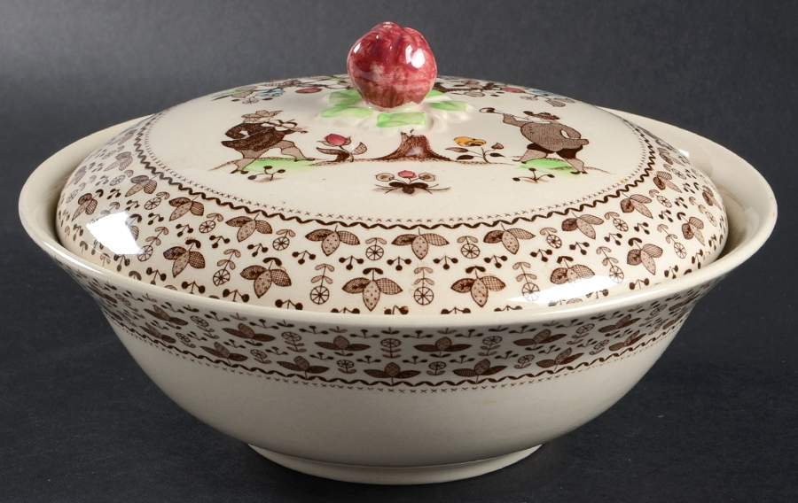 Sugar and Spice Brown Round Covered Vegetable by Johnson Brothers-1