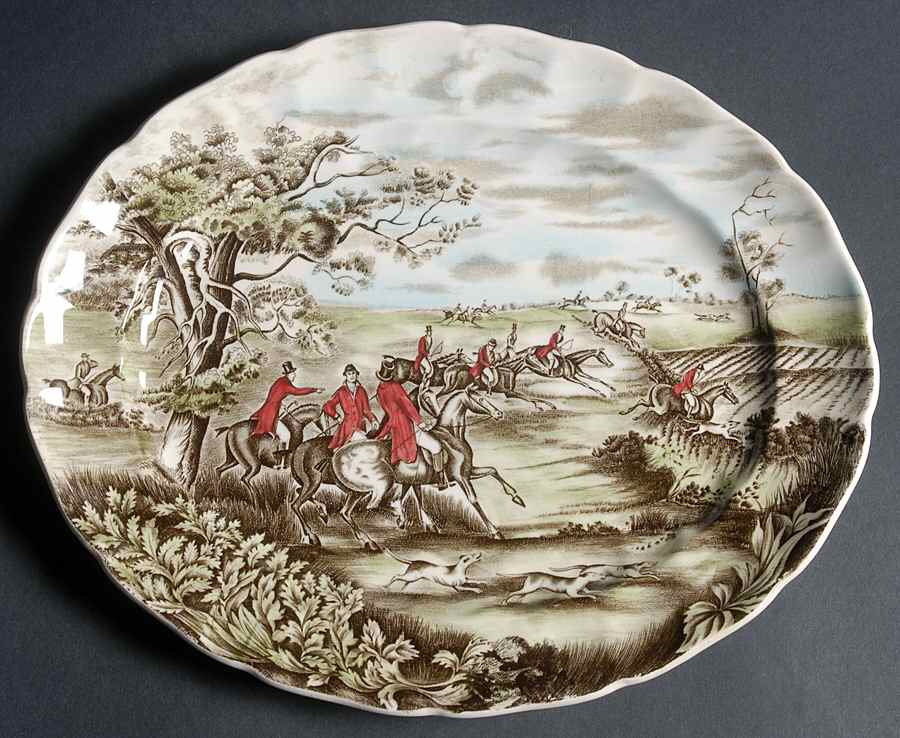 Tally Ho 11" Oval Serving Platter by Johnson Brothers-1