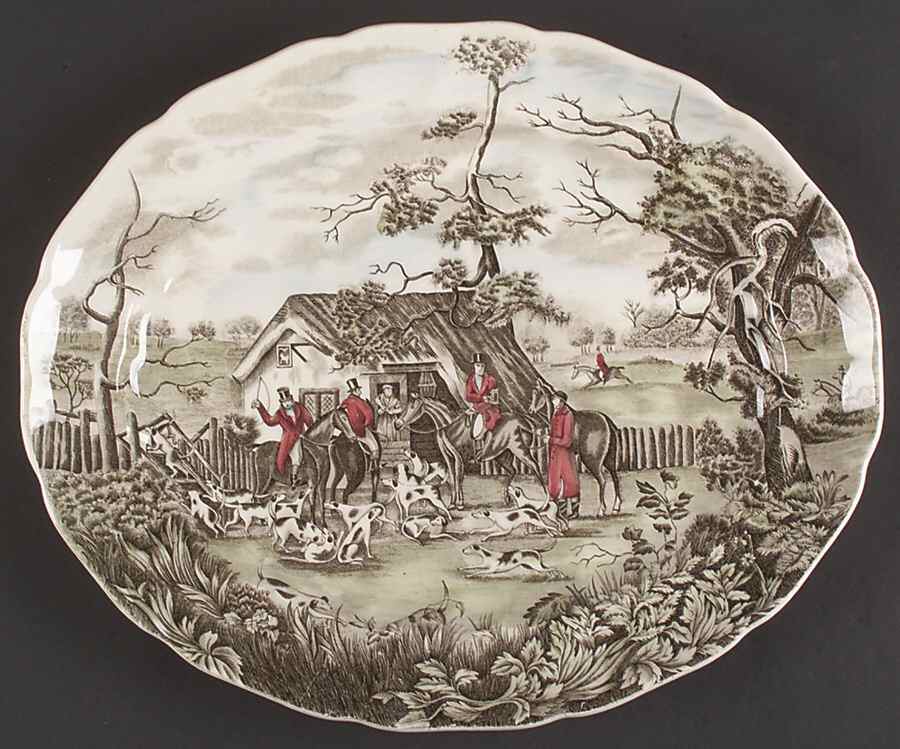 Tally Ho 13" Oval Serving Platter by Johnson Brothers-1