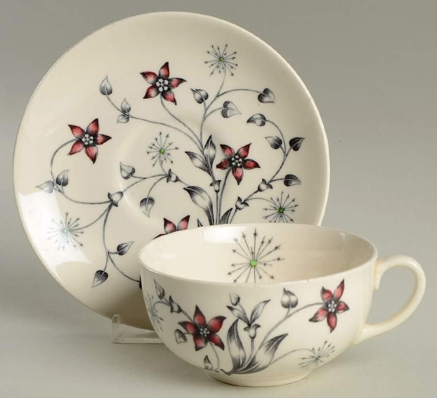 Titania Red Flat Cup & Saucer Set by Johnson Brothers-1