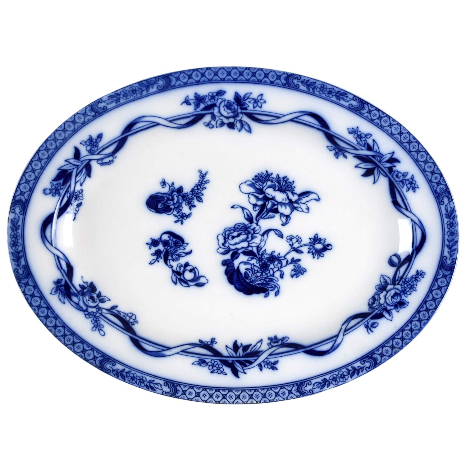 Tokio Flow Blue (Smooth, No Trim) 14" Oval Serving Platter by Johnson Brothers-1
